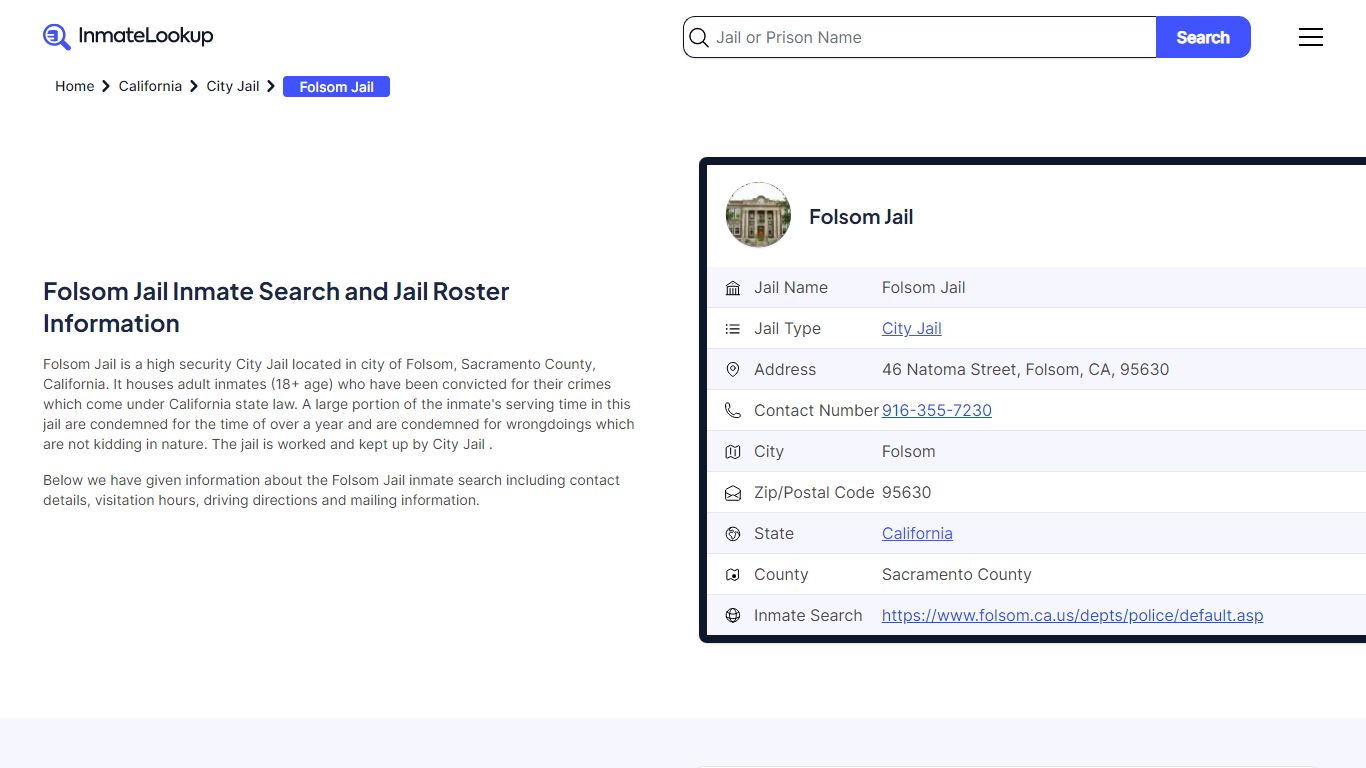 Folsom Jail (CA) Inmate Search California - Inmate Lookup