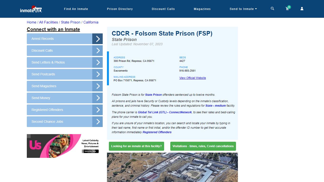 CDCR - Folsom State Prison (FSP) & Inmate Search - Represa, CA