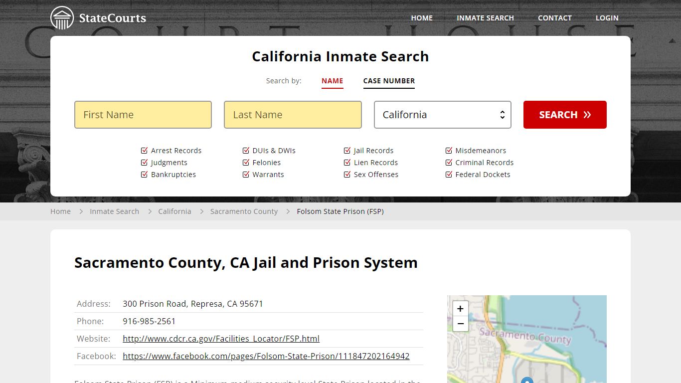 Folsom State Prison (FSP) Inmate Records Search, California - StateCourts