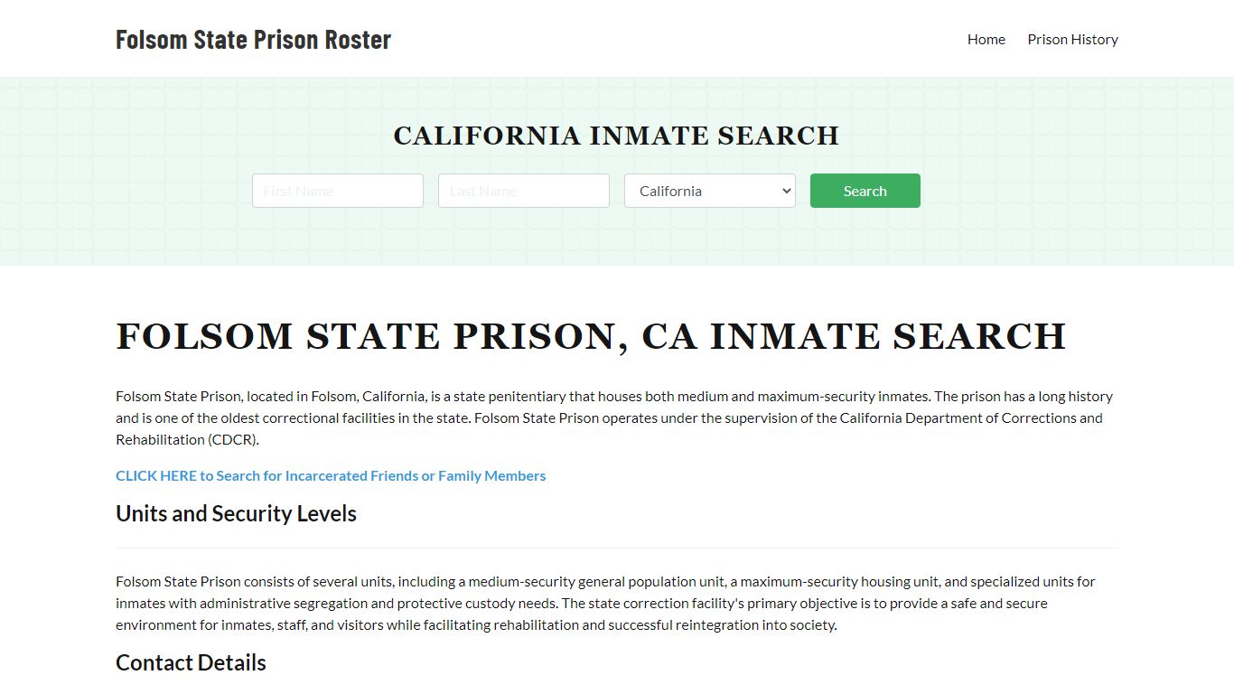 Folsom State Prison, CA Inmate Lookup, Prison Roster, FAQ