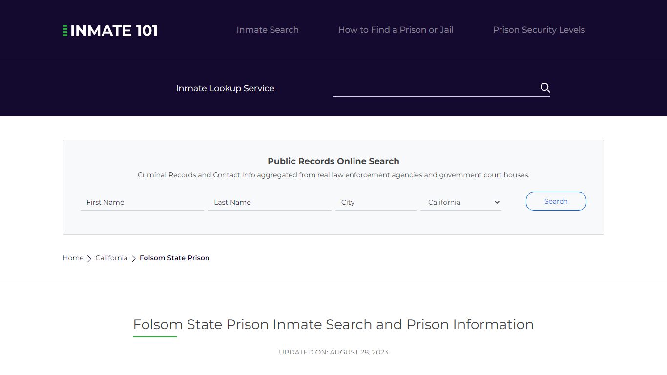 Folsom State Prison Inmate Search and Prison Information